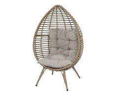 Lesli Living Cesta Sillón Chill Straw Forma de Huevo con cojín Muebles de Jardín Flotante Silla de Relax Cocoon Chair Beige