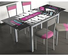 Abitti Mesa Extensible para Cocina de Cristal con serigrafía 5ª Avenida Nueva York 110-170x70cm