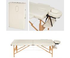 TecTake Camilla de masaje mesa de masaje banco 2 zonas plegable beige + bolsa