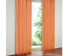 SIMPVALE 2 Paneles Visillos Cortina Traslúcidos con Trabilla, para Ventana, Balcón, Sala, Tul, Poliéster, Amplitud 140 cm, Verde Naranja, Altura 245cm