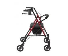 Drive Medical R8BDHA - Silla andador con ruedas (aluminio, altura ajustable), color rojo