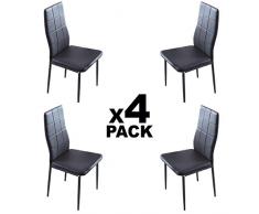 Adec - Laia, Pack 4 Sillas de Comedor, Salon o Cocina, Silla tapizada en Simil Piel Gris, Medidas: 43 cm (Ancho) x 44 cm (Fondo) x 98 cm (Alto)