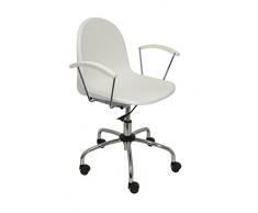 PIQUERAS Y CRESPO Modelo 320 - Silla de oficina ergonómica con brazos fijos, regulable en altura y giratoria 360º - Asiento y respaldo de plástico de color blanco