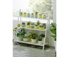 Hyzb Soporte de Flores de 3 Niveles Planta de Maceta de Madera Exhibición de Plantas Escalera Sembradora Estante Estante de pie Hierba para macetas Plegable Multicapa Blanca 50/70/100 × 40 × 96 cm