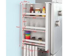 SoBuy® Especiero de pared en 3 niveles, Estantería para botes de especias, blanco, FRG150-W, ES