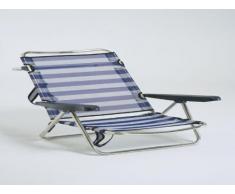 Manufacturas Alco 607ALF-0056 - Silla/cama de playa con asa, 70 x 64 x 14.5 cm, color azul y blanco