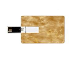 16GB Forma de tarjeta de crédito de unidades flash USB Mármol Estilo de tarjeta de banco de Memory Stick Nublado Granito Cristal natural Formación de roca Motivo Tonos de tierra Estampado,Café claro y