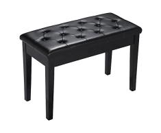 Yaheetech Banco de Piano Taburete de Teclado Negro 75,5 x 35 x 50,5 cm con Espacio de Almacenaje 200kg