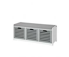 SoBuy Banco de Almacenamiento con Acolchados Cojines y 3 Cubos, Entrada Zapato Gabinete Dresser Cómodo Banco FSR23-HG, ES