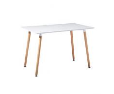 DORAFAIR Mesa de Comedor Rectangular,Estilo Escandinavo Mesa de Cocina y Patas de Madera de Haya,Blanco 110 * 70 * 73cm