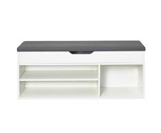 Meerveil Banco Zapatero, Zapatero con Asiento Acolchado Zapatero Madera Almacenamiento con Cajón 2 estantes,104 x 45 x 30 (Blanco)