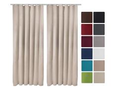 Beautissu Set de 2 Cortinas Blackout Amelie BK de Trabillas correderas 140x245 cm oscurecente Banda Universal Crema