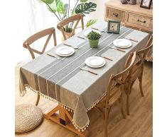 Wondder Mantel Cordón de la Borla del Paño de Tabla del Lino del Algodón para la Cubierta de Tabla de Cena del Banquete del Partido del Mantel de la Tabla (140x140cm(55x55inch), Gris)