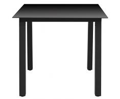 vidaXL Mesa Comedor Jardín Aluminio 80x80x74 cm Negra Mueble Patio Exteriores