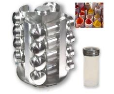 Especiero de acero inoxidable con 16 botes, color plateado