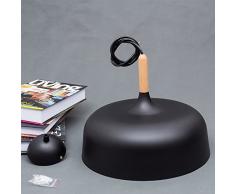 Las luces del techo E27 lámpara de techo de metal industrial Edison Industrial Colgante de la vendimia cortina ligera (1-luz pendiente, aluminio, maderao) (Negro)