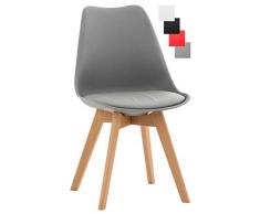 CLP Silla De Comedor Linares Con Estructura De Polipropileno & Cojín En Cuero PU I Silla De Salón Nórdica I Silla Con Base De Madera I Color: Gris