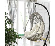 QINGLI Columpio Columpio Canasta Cojín del Asiento 15 Cm De Espesor Tela Impermeable Colgando Huevo Silla Cojínes Interior Y Exterior Cojín Universal 120 * 86 * 15Cm White