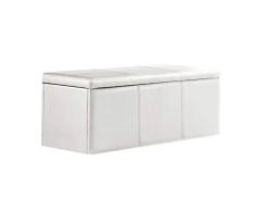Adec - Universal, Baul, Banco, Puff de almacenaje, arcon elevable Acabado en símil Piel Color Blanco, Medidas: 120 cm (Largo) x 40 cm (Ancho) x 40 cm (Fondo)