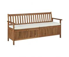 Festnight Banco de Almacenaje Banco Arcón Exterior Garden Bench con Cojín de Madera Maciza de Acacia 170 x 63 x 84 cm