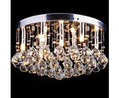 CCLIFE Lámpara Araña de Techo de Cristal,Instalación Fija con Lámpara de Techo de Cristal LED Ø 45cm 9x G9