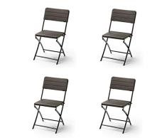 KitGarden - Pack de 4 Sillas Plegables Imitación Madera, Marrón, Wood