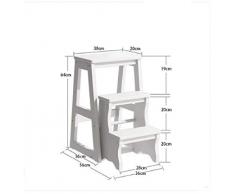 MJL Taburete Escalera Hogar Ahorrar Espacio Silla de Doble Propósito Escalera Banco de Madera Taburete Escalera Plegable/B/Blanco