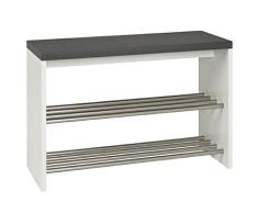 Haku 5 unidades Banco de MDF Apariencia de granito de color blanco y acero inoxidable Granito, con 3 – Perchero en cromo 95231