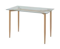 vidaXL Mesa de Comedor 120x70x75cm Vidrio con Patas con Aspecto Madera Cocina