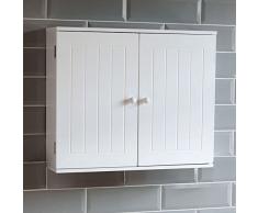 Home Discount Gabinete De Baño Puerta Doble De Pared Estantería Almacenamiento, Blanco