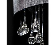 vidaXL Lámpara de Araña con 85 Cristales Pantalla Negra Luz Techo de Cristal
