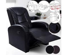NOVA Sillón Relax con Respaldo y reposapiés reclinables de Piel sintética, Acolchado, Color a Elegir (marrón y Negro), sillón TV, reclinable