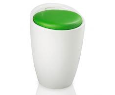 TecTake Taburete de baño Asiento Redondo Moderno Silla Cesta de Ropa con Espacio (Blanco Verde | No. 402078-3)