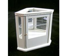 Vitrina Esquinera de Madera Blanca en Miniatura para Casa de Muñecas 5445