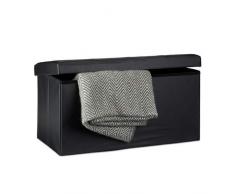 Relaxdays Banco/Cofre, Cuero, Negro