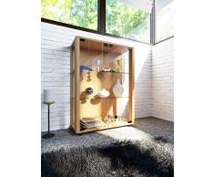 VCM 911993 Sintalo vitrina independiente sin iluminación LED madera de haya y cristal, 80 x 60 x 25 cm