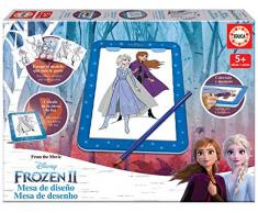 Educa- Frozen 2 Mesa de diseño y de luz para Dibujar, Incluye librito, Lapiz y Hoja con Adhesivos (18369)