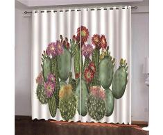LOVEKKK Blackout Curtain Cactus Cortina Ocultante con 8 Ojales Suave para Ventanas de Habitación Infantil, 100% Poliéster, 2 Piezas 140x175cm(An x Al)