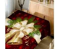 Chytaii Mantel Fiesta Pascua Tela Mantel de Mesa Antimanchas Rectángulo de Lino Estampado Decoracion para Uso en Interiores o Exteriores Diseño de Campana de Navidad Rojo