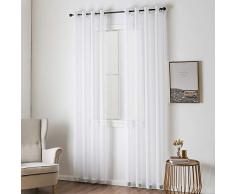 MIULEE Cortinas Poliéster Ojales Cortina Translucida de Dormitorio Moderno Ventana Visillos Salon para Sala Cuarto Dormitorio Comedor Salon Cocina Salón de Blanco 2 Unidades 140x225cm