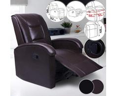 NOVA Sillón Relax con Respaldo y reposapiés reclinables de Piel sintética, Acolchado, Color a Elegir (marrón y Negro), sillón TV, reclinable