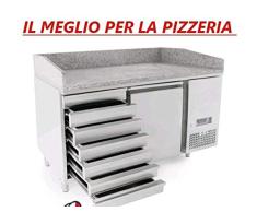 Banco pizza 1 porta acciaio inox + cassettiera con piano in granito