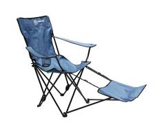 Homecall - Silla de camping plegable con respaldo ajustable y reposapiés (azul)