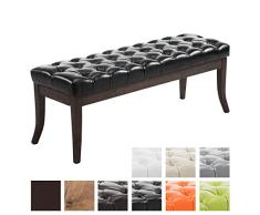 CLP Taburete Pie De Cama Ramses En Simil Cuero | Banqueta Altura De Asiento: 46 cm | Banco De Entrada con Base En Madera Oscura Antigua I Color: Negro, 120 x 40 x 45 cm