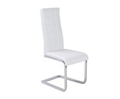 Adec - Comet, Silla de Comedor, Salon o Cocina, Simil Piel Blanco y Patin Metalico Cromado, Medidas: 42 cm (Ancho) x 52 cm (Fondo) x 104 cm (Alto)