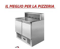 Banco pizza Saladette Tavolo 2 sportelli refrigerato con piano in granito - vetrina portacondimenti 5xGN1/6