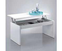 Due-home (Zenit) - Mesa de centro elevable , acabado blanco brillo , dimensiones 100 cm x 50 cm x 43 cm