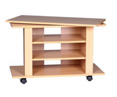 Wohnling WL1.340 - Mueble para televisión (75 x 38 x 51 cm, giratoria, con ruedas, madera de haya)