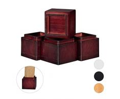 Relaxdays Set de 4 Elevadores Mesa, Silla, Cama, Muebles, Alza, Taco, Bambú, 8,5 cm Elevación, 10x11,5x11,5 cm, Marrón, Unidades