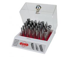 Ruko 116008 - Juego de 35 fresas de metal duro con vástago de 6 mm en vitrina de plástico
